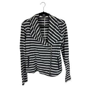 Gap grey / white strip moto knit jacket- size xs